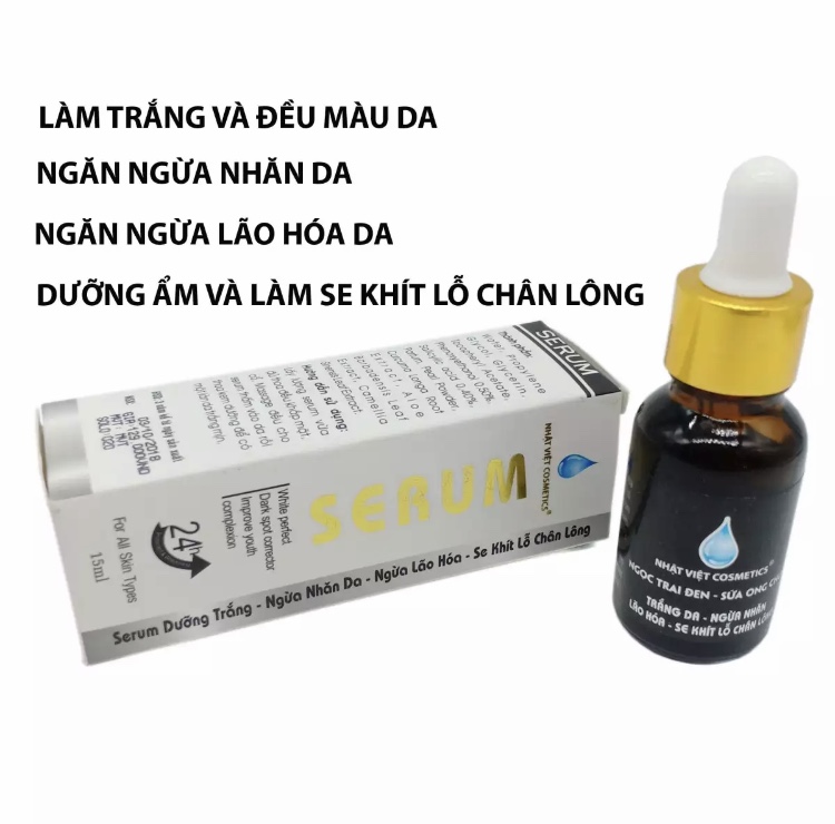 Serum dưỡng trắng da se khít lỗ chân lông Ngọc trai đen Sữa ong chúa Nhật Việt 15ml BonBen Shop