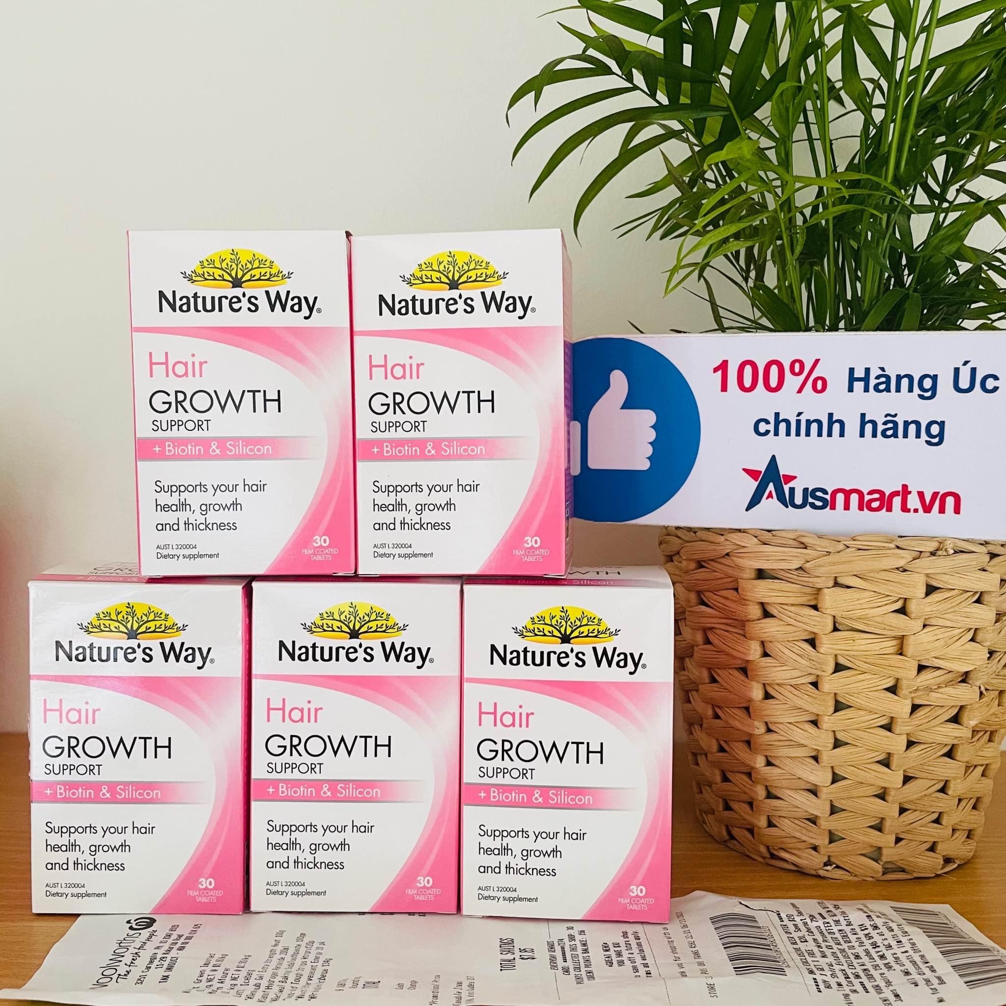 Viên uống hỗ trợ mọc tóc Nature's Way Hair Growth Support + Biotin & Silicon 30 viên
