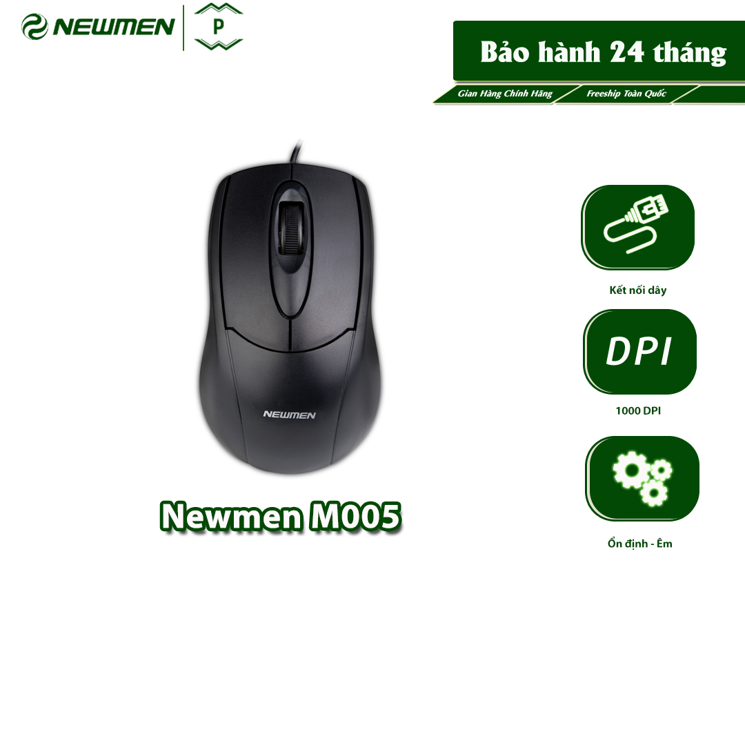 Chuột máy tính có dây newmen m005 dùng cho văn phòng, bảo hành 24 tháng - hàng chính hãng