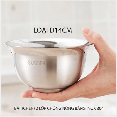 Bát(Chén)  inox 304 loại 2 lớp chống nóng 14cm