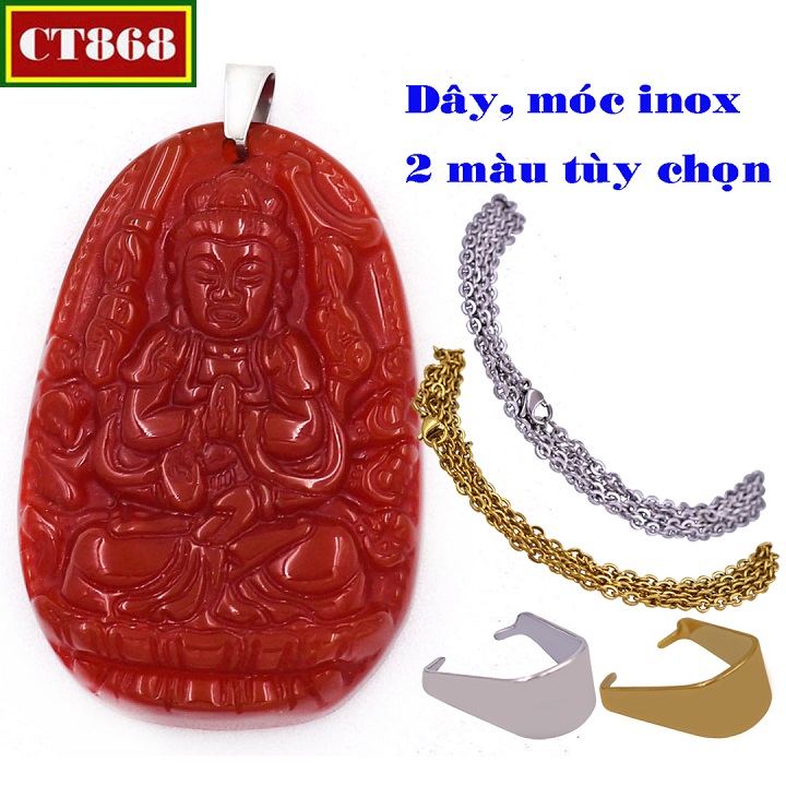[HCM]Vòng cổ dây inox Thiên thủ thiên nhãn mã não đỏ 5 cm VINMNON7 - Hộ mệnh tuổi Tý