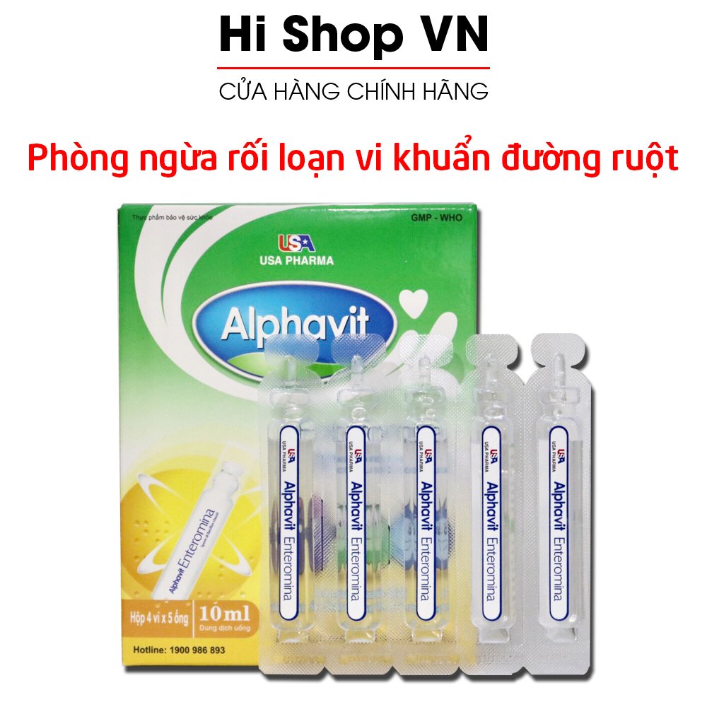 Men vi sinh dạng ống Alphavit Enteromina bổ sung 2 tỷ lợi khuẩn giảm rối loạn tiêu hóa, đầy bụng, tiêu chảy, đầy hơi, táo bón - Hộp 20 ống