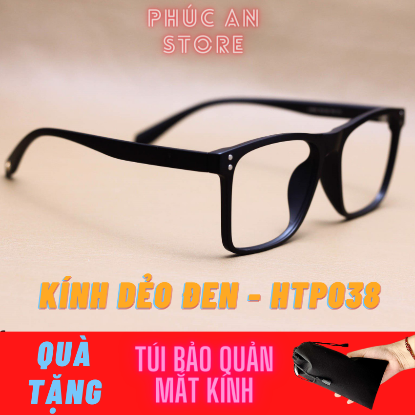 [HCM][HOT TREND] Combo 02 Kính Gọng Vuông Dẻo Đen + Trong Suốt - Siêu mỏng nhẹ Tròng không độ dễ dàng thay thế - Tặng Túi bảo quản Mắt Kính