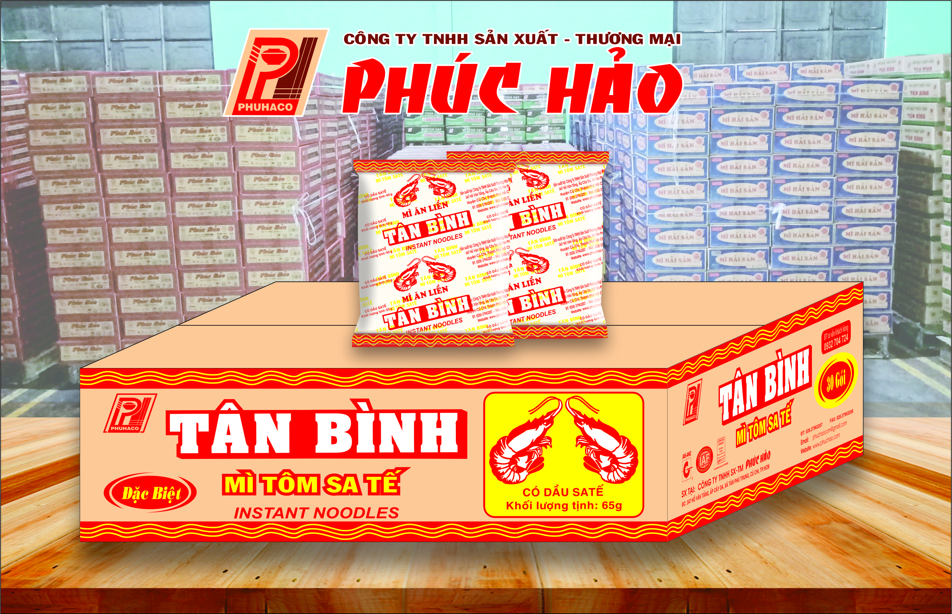 [ Mua 1 thùng tặng 1 tô mì] Mì Tân Bình Sate  30 Gói x 65Gr