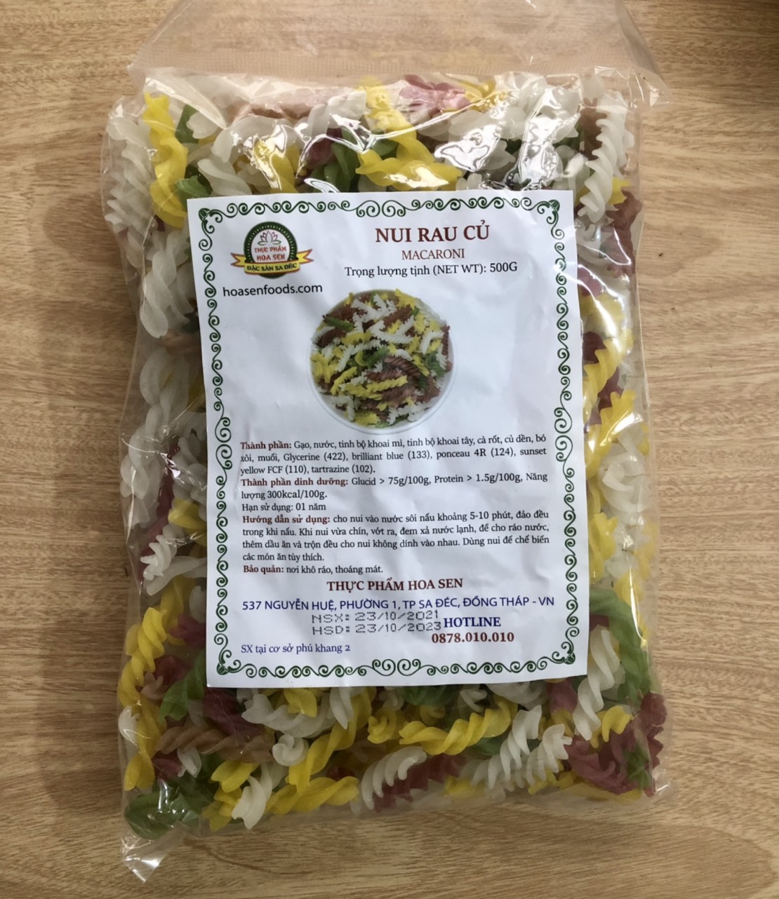 Nui xoắn rau củ sa đec 500g