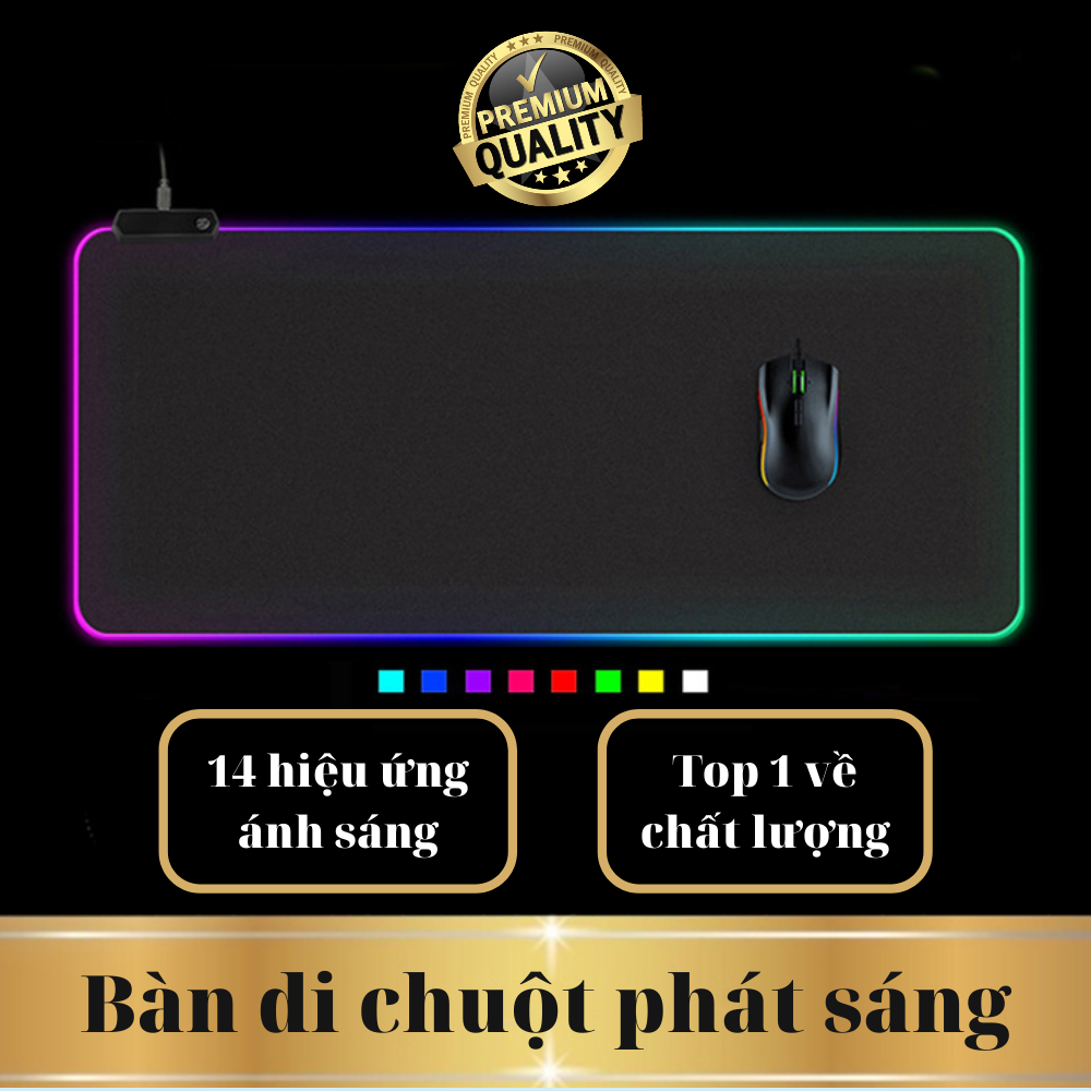 Lót chuột Led cỡ lớn, bàn di chuột RGB phát sáng nhiều màu, có lớp cao su chống trượt siêu bền