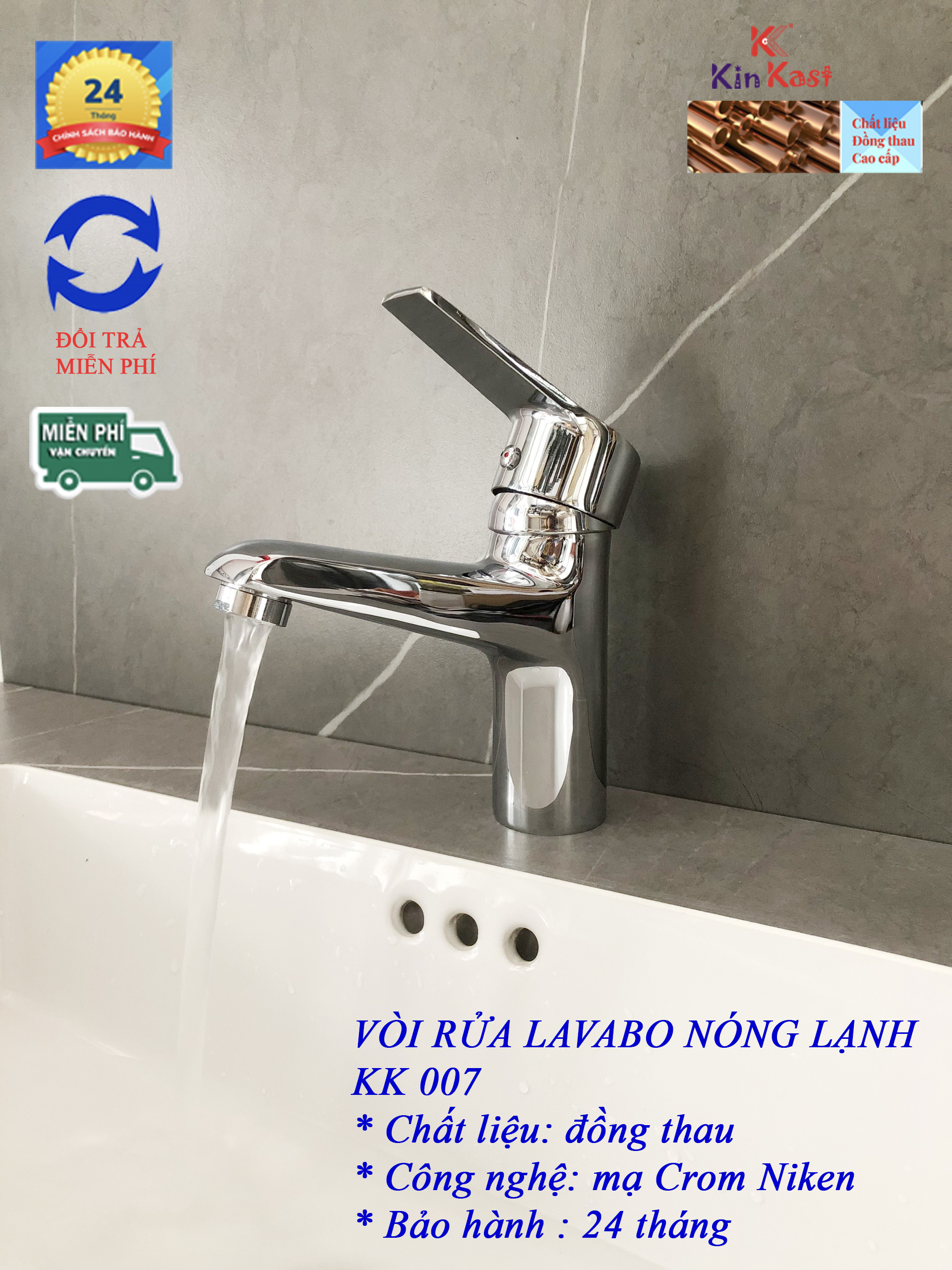 Vòi rửa mặt Lavabo nóng lạnh KK 007 Vòi rửa lavabo Vòi sen Lavabo nóng lạnh