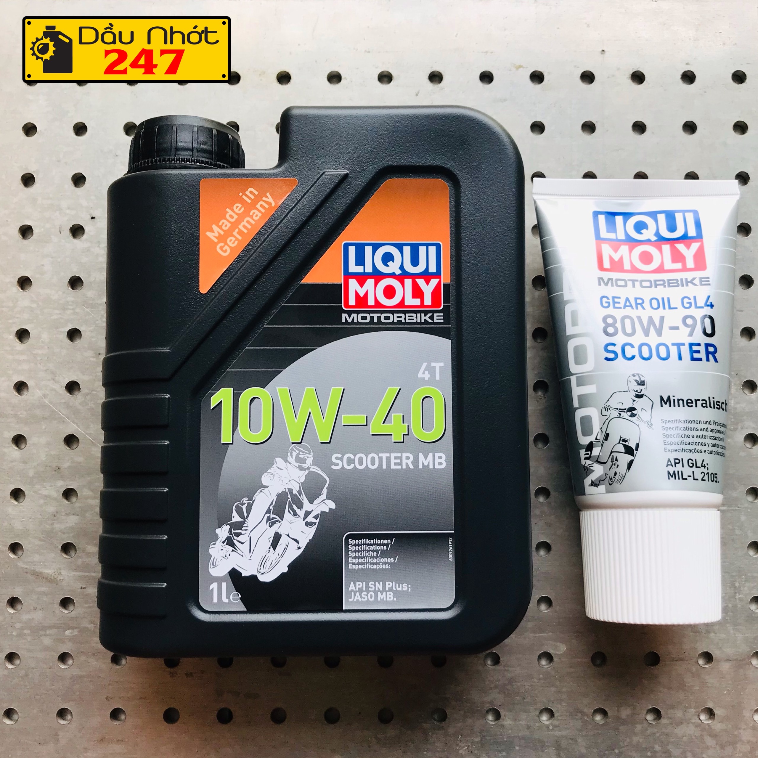 Combo liqui tay ga scooter mb 10w40 1l + láp 80w90 150ml