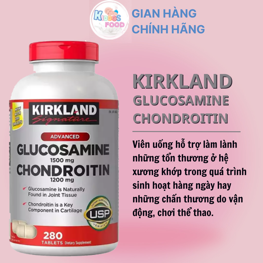 Glucosamine 1500mg Chondroitin 1200mg Kirkland Signature hộp 280 viên