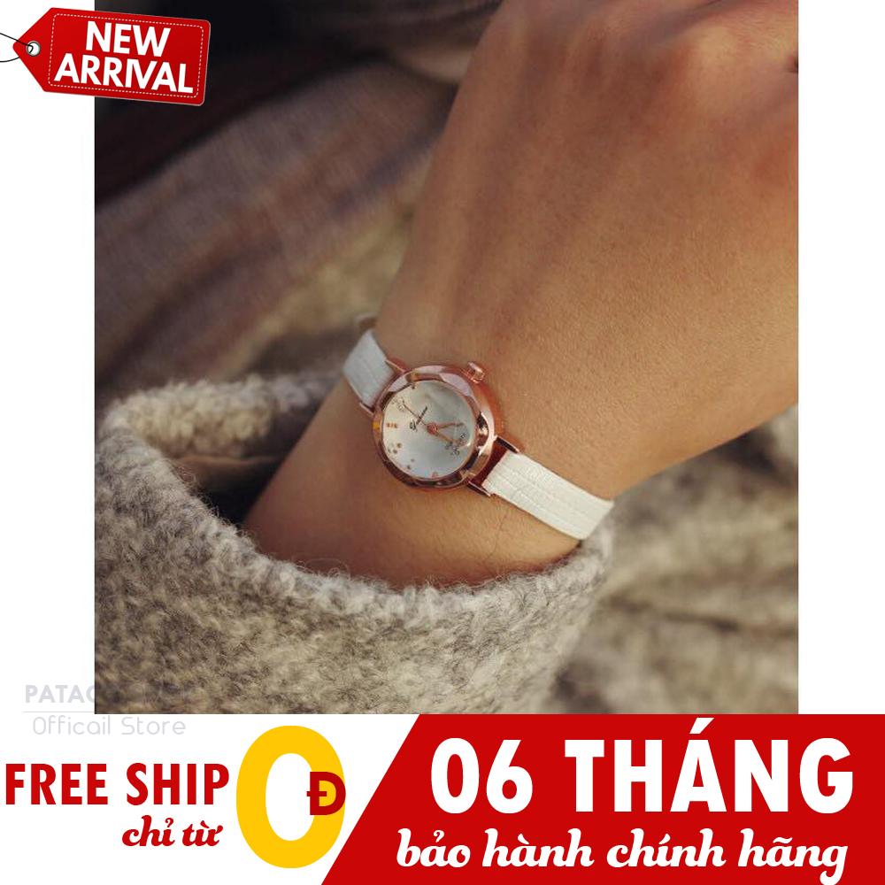 Đồng hồ thời trang, Đồng hồ nữ Hàn Quốc Yuhao Y88, Dây da cao cấp, Thiết kế mặt hình khối 3D đơn giản, Thanh lịch