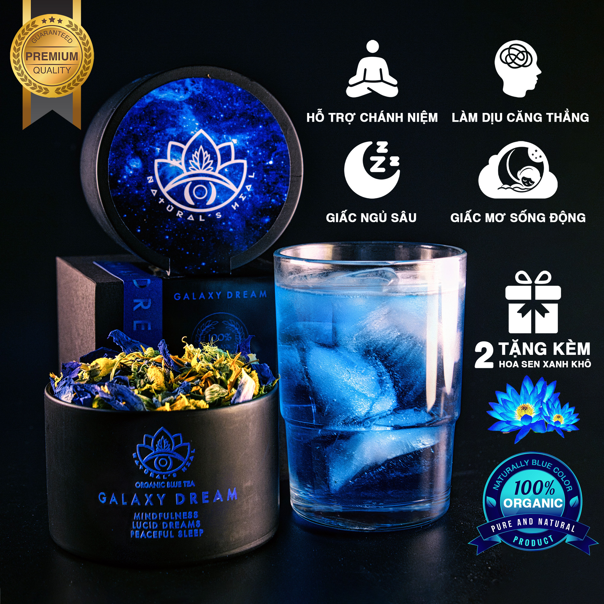 Trà galaxy dream ai cập - organic blue tea - mindfulness, lucid dream, calming, stress, sleep - trà màu xanh hữu cơ | natural's heal