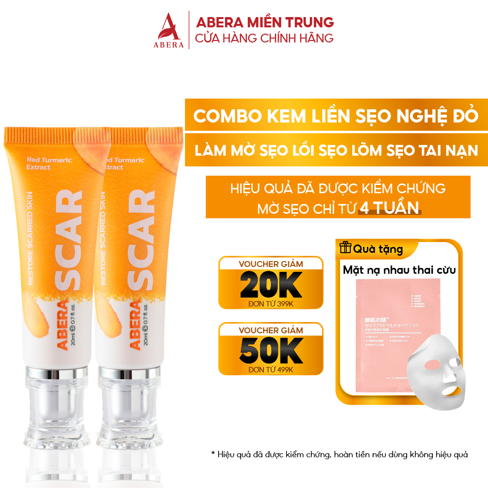 Kem mờ sẹo, liền sẹo, các loại sẹo lồi, sẹo lõm, sẹo bỏng, sẹo tai nạn - Kem liền sẹo nghệ đỏ Scar Abera