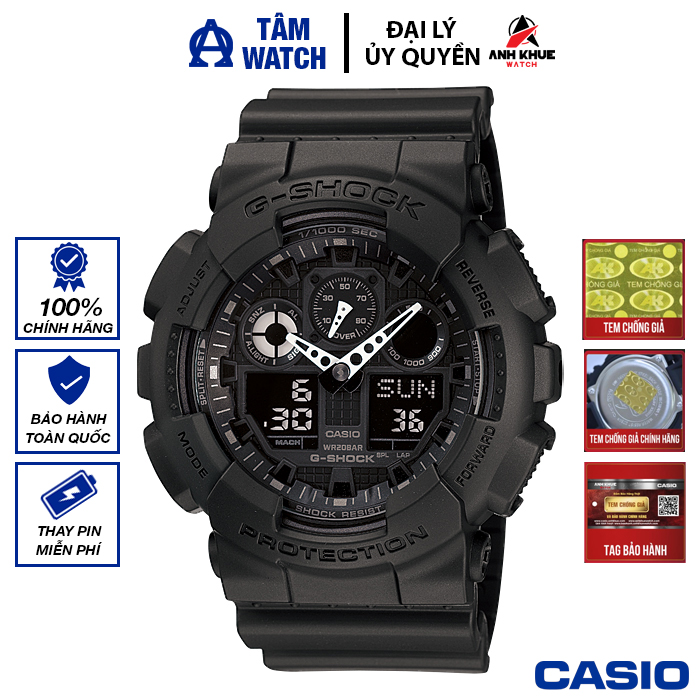 Đồng hồ nam dây nhựa casio g-shock chính hãng anh khuê ga-100-1a1dr