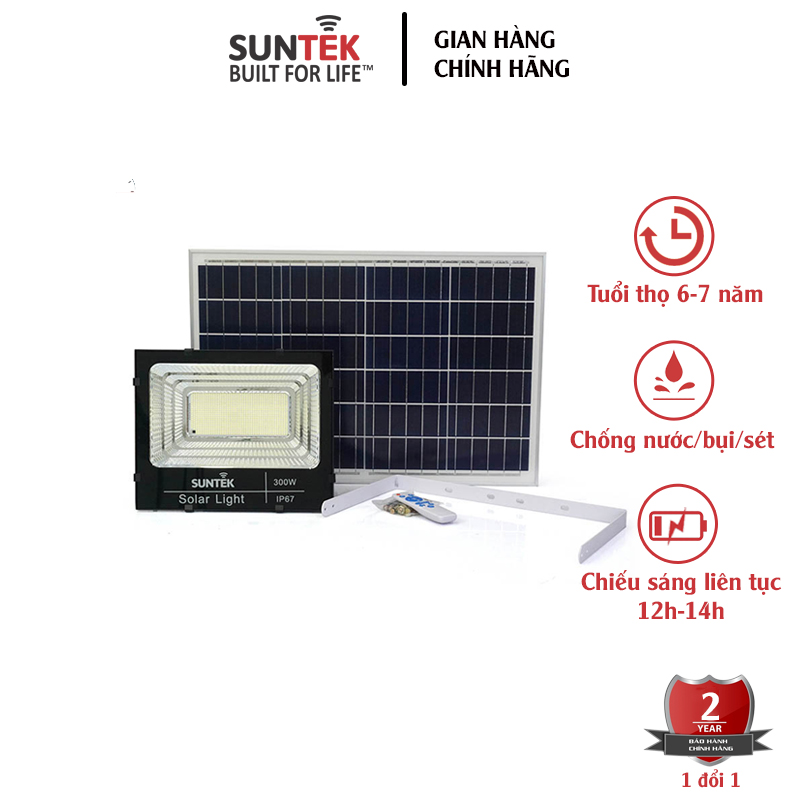 Đèn pha năng lượng mặt trời suntek led solar light 300w - hàng chính hãng - bảo hành 2 năm 1 đổi 1