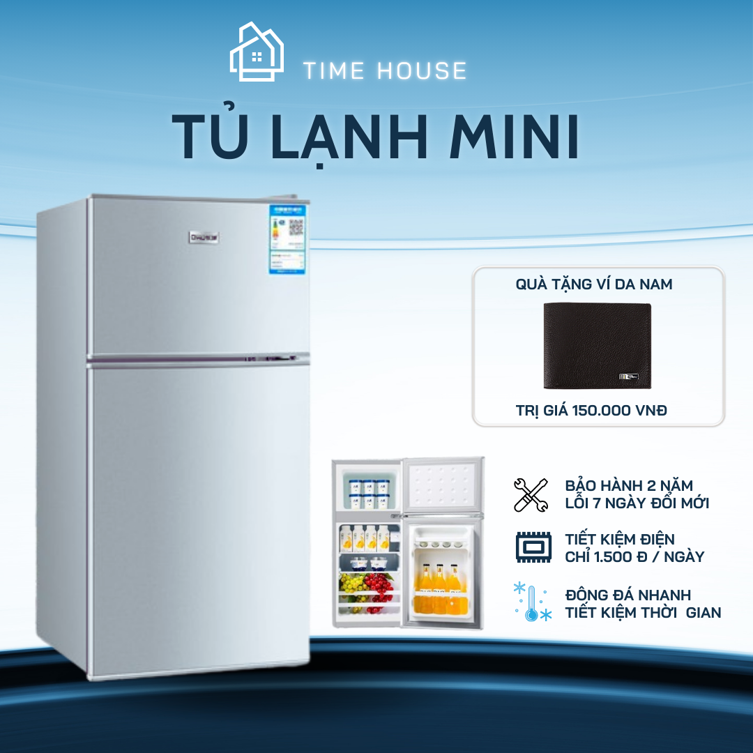 Tủ lạnh mini gia đình tích hợp hai ngăn riêng biệt, ngăn làm mát và ngăn tủ đông tiện lợi tiện dụng an toàn cho sức khỏe gia đình bạn Bảo hành 2 năm