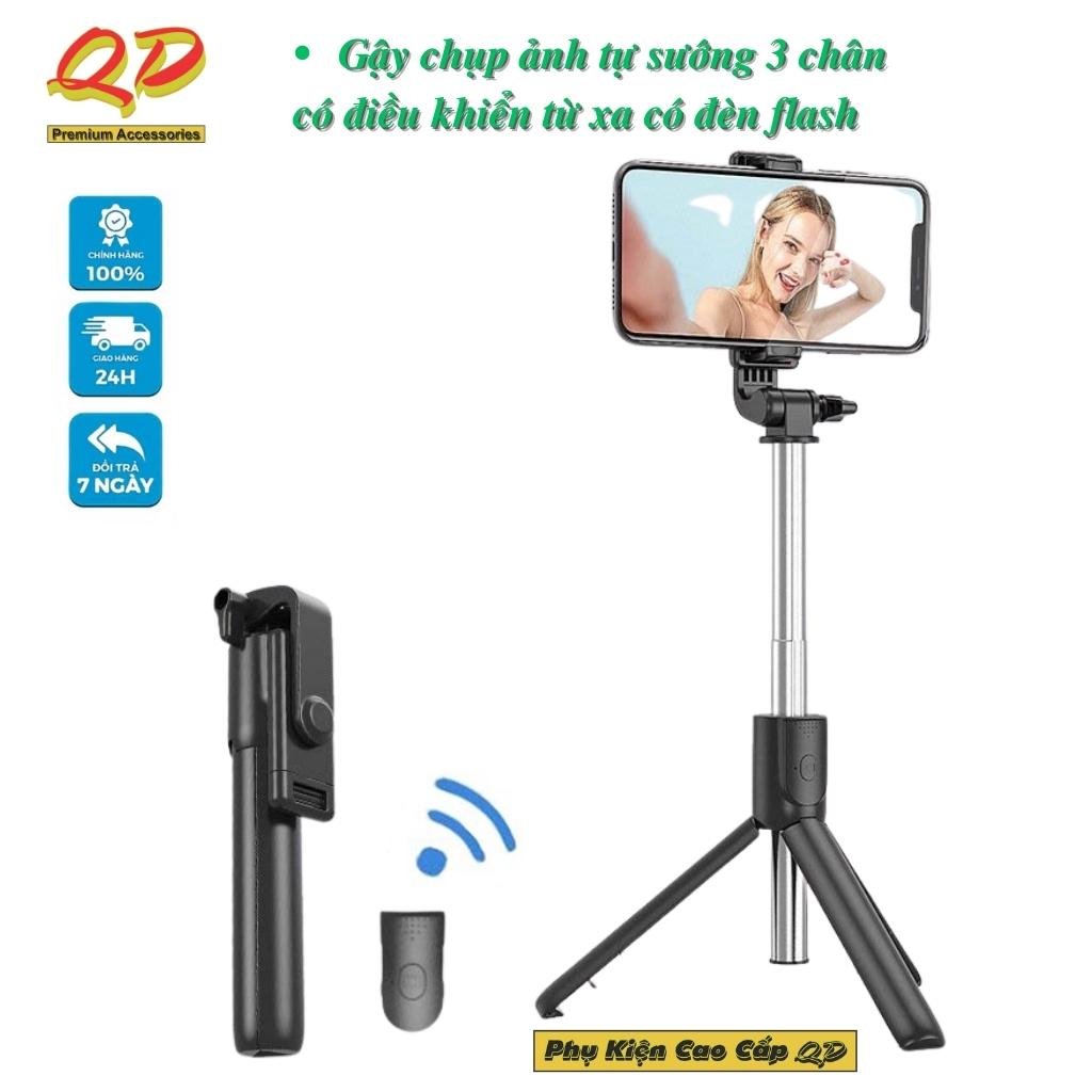 Gậy chụp ảnh tự sướng 3 chân có điều khiển từ xa, đèn flash, kèm tripod- Xoay 360 độ, Chụp hình, quay video