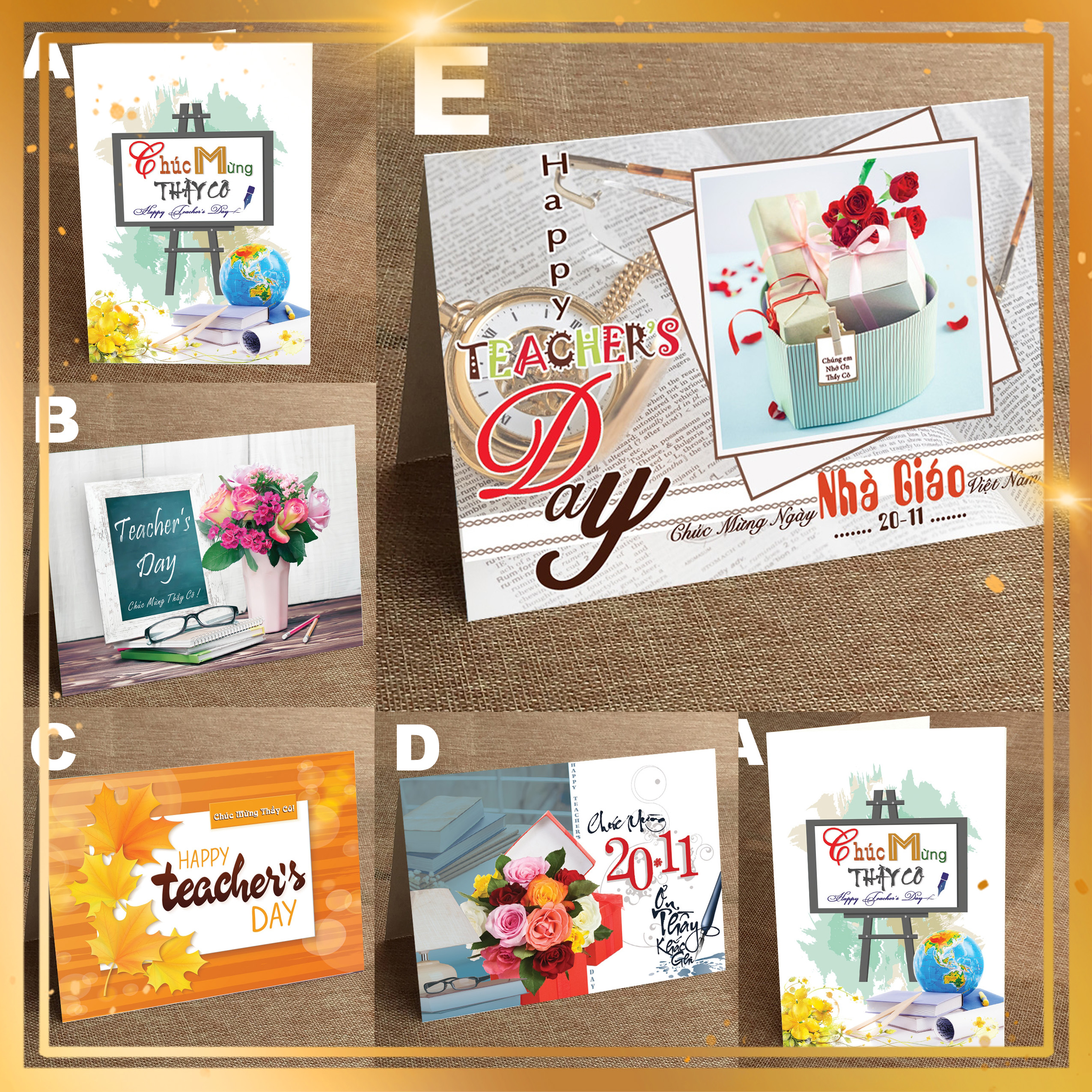 [Combo 10] Thiệp Chúc Mừng Ngày Nhà Giáo Việt Nam 20-11 | Thiệp Thầy Cô 20/11 [TC-ID-1704]