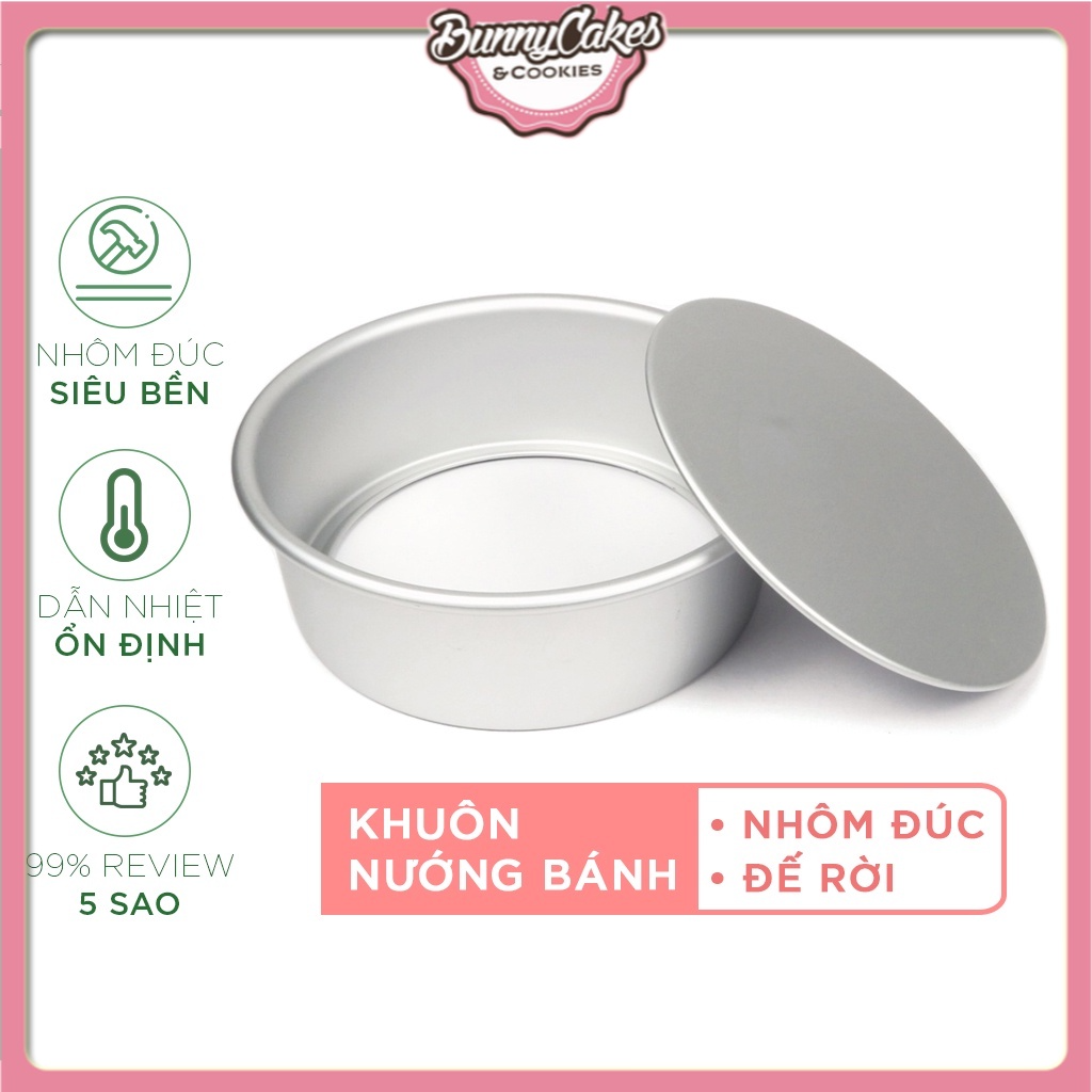Khuôn Tròn Đế Rời Nhôm Đúc Dùng Để Nướng Bánh Gato, Làm Bông Lan, Chiffon