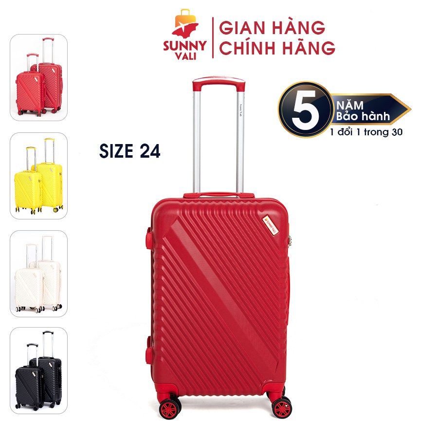 Vali kéo du lịch SUNNY SV05 size 24 - nhựa dẻo ABS, khóa số an toàn