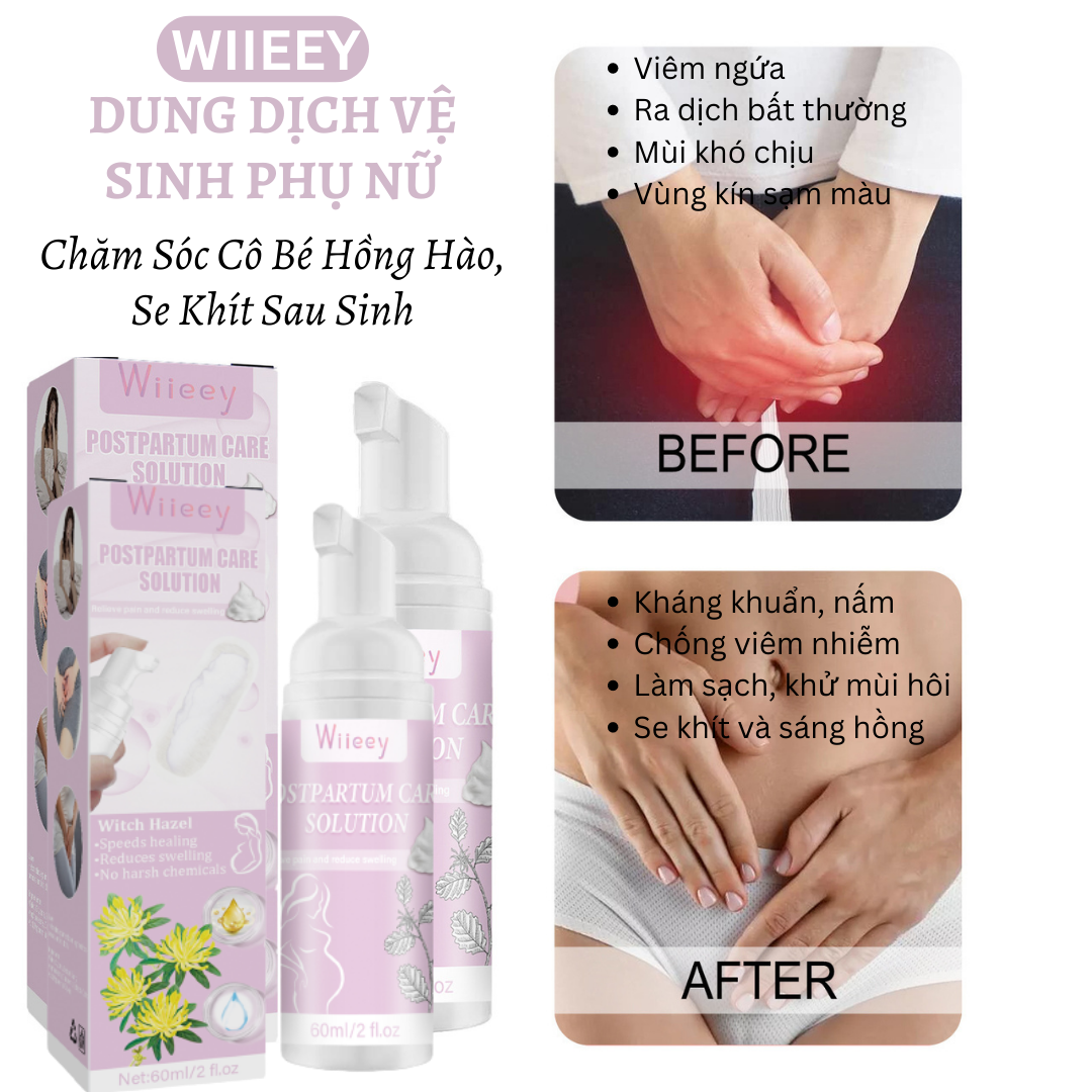 Bọt vệ sinh phụ nữ WIIEEY 50ml- Giúp cô bé Sạch Thoáng Mềm Thơm sáng hồng mềm mại chẳng ngại diện bikini