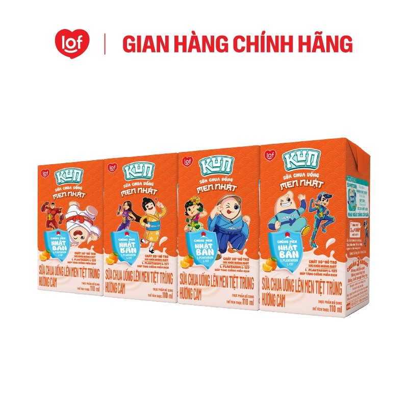 [HÀNG TẶNG KHÔNG BÁN] Lốc Sữa chua uống KUN vị cam 110ml