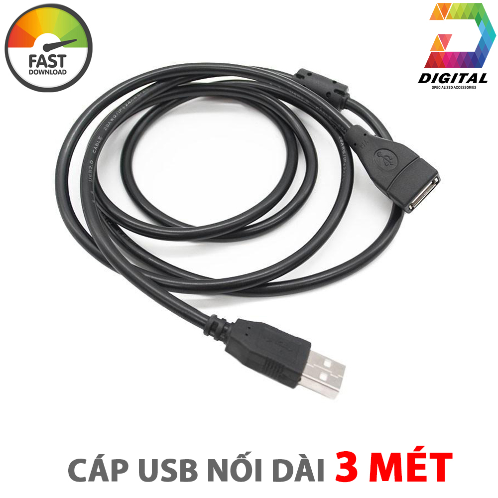 Cáp usb nối dài 3 mét xịn không nhiễu - cable usb