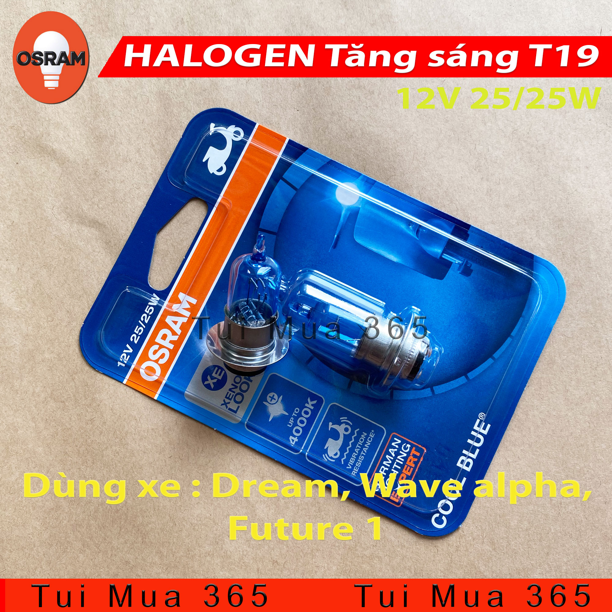 [HCM]BÓNG ĐÈN HALOGEN OSRAM  T19 TĂNG SÁNG M5 DREAM WAVE ALPHA FUTURE 1 – 100% HÀNG CHÍNH HÃNG
