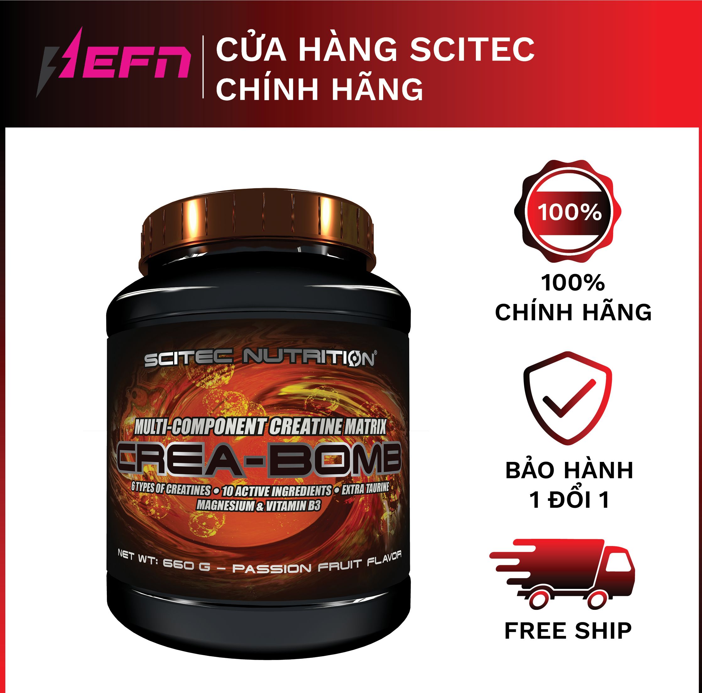 Creatine | creabomb scitec | tăng cơ nạc scitec nutrition 660g - chính hãng