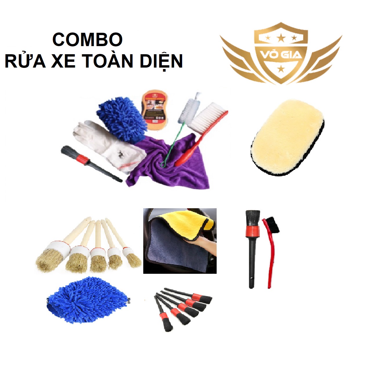 Bộ 7 dụng cụ rửa xe máy và ôtô toàn diện