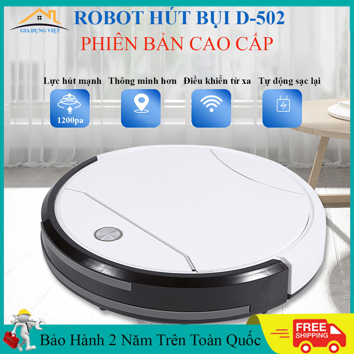 Robot hút bụi lau nhà thông minh, máy hút bụi đa năng tự lập trình hút bụi lau nhà, tự động sạc, cảm biến chống rơi. Bảo hành 2 năm toàn quốc.