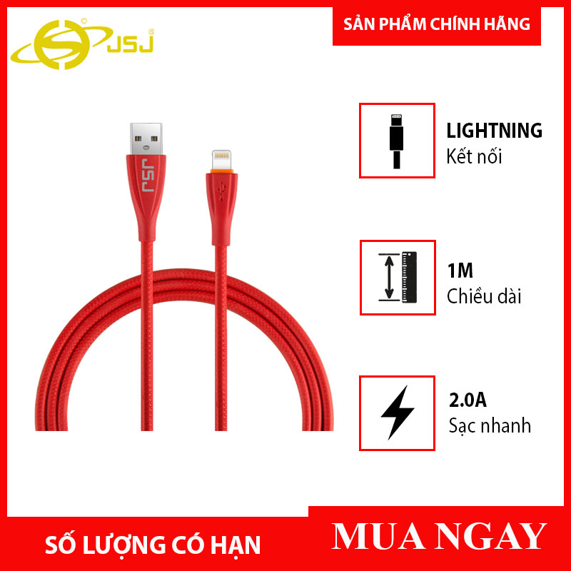 [HCM]Dây Cáp Sạc USB - Iphone / 2A - JSJ-232 B Dài 1m