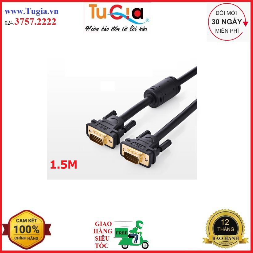 Dây cáp kết nối vga hdb 15 đực sang hdb 15 đực dài 1.5m ugreen vg101 11630 - hàng chính hãng