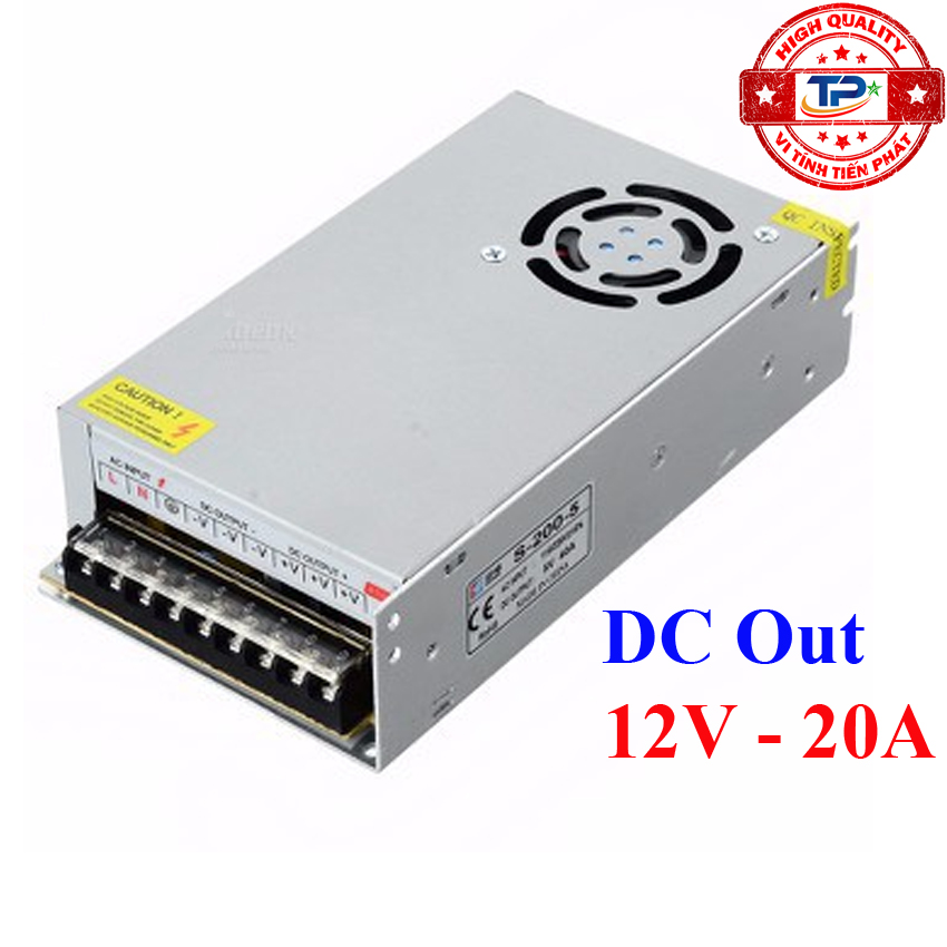 Nguồn tổ ong 12V 20A dùng cho mạch điện, tự động hóa, đèn LED, Camera ... an toàn khi sử dụng, độ ổn định điện áp cao.