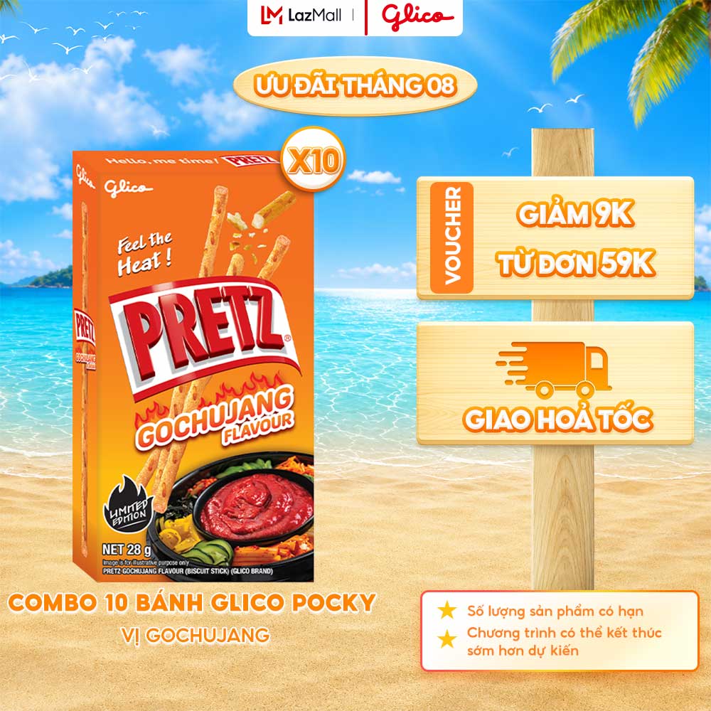 Combo 10 Hộp Bánh Que Snack Nướng Giòn PRETZ SPICY BUMB Vị Cay GOCHUJANG - 28G/Hộp
