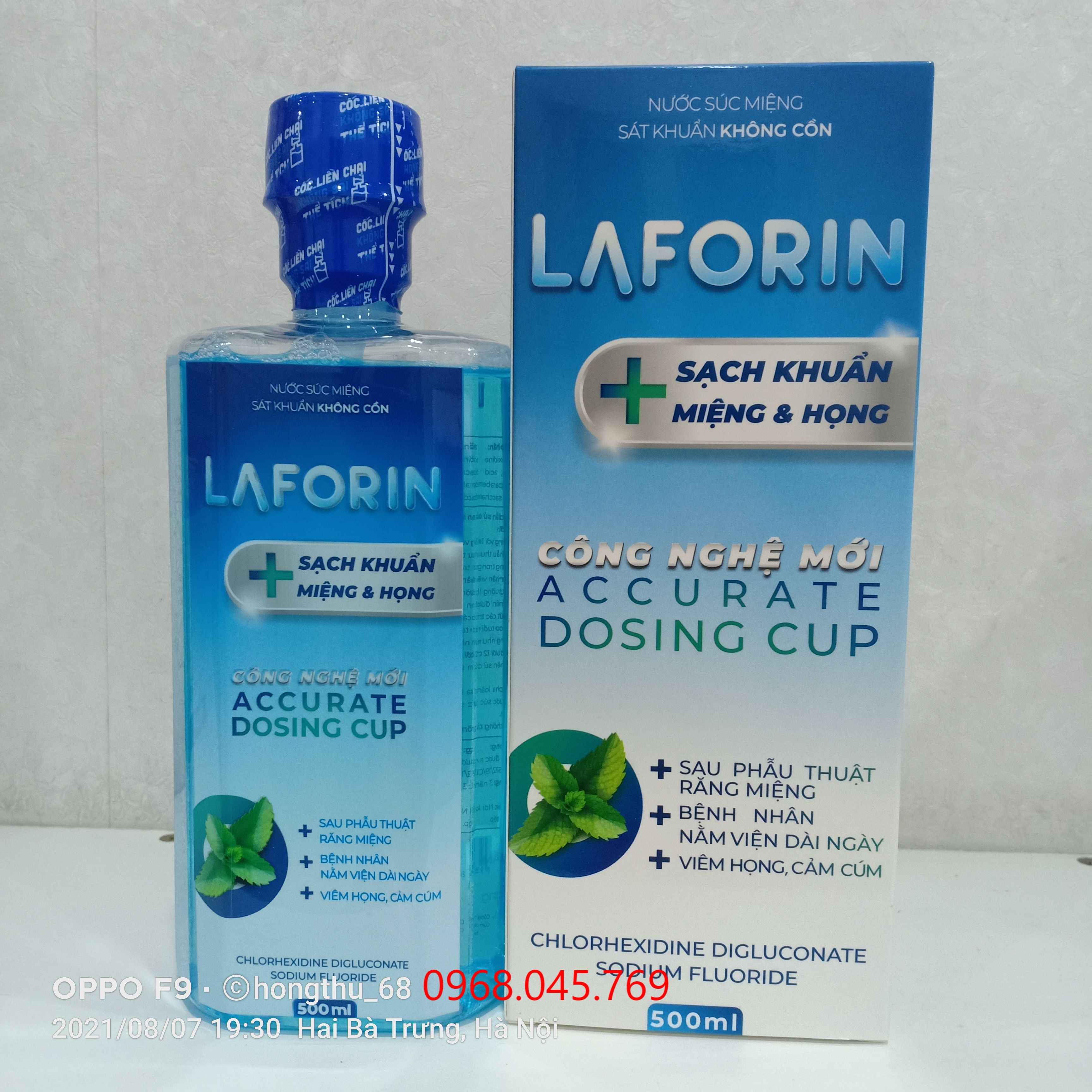 Nước súc miệng sát khuẩn không cồn LAFORIN công nghệ mới chai 500ml