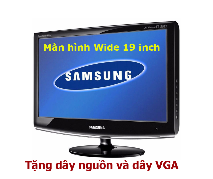 Màn hình vi tính giá rẻ 19inch sáng đẹp kèm đủ dây cáp vga và dây nguồn