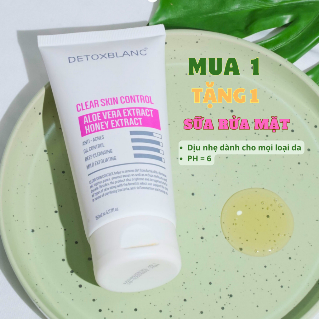 [TẶNG QUÀ] SỮA RỬA MẶT SINH HỌC DETOXBLANC 150ML - Kiềm Dầu, Se Nhỏ Chân Lông, Trắng Da CLEAR SKIN CONTROL