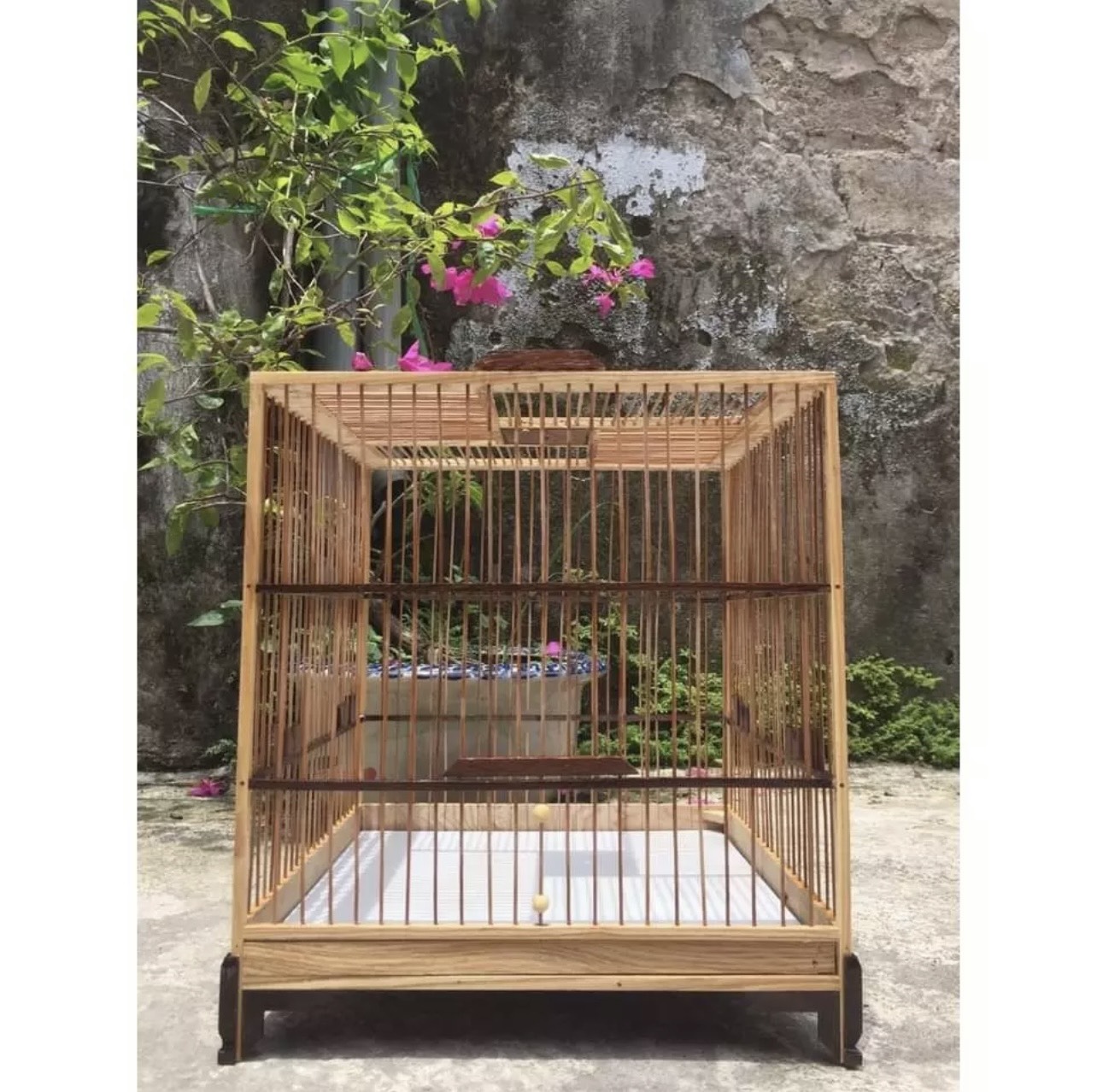  Khung lồng chim chào mào tự ráp,chất liệu gỗ mun và gỗ chắc.size 37,21 nan 