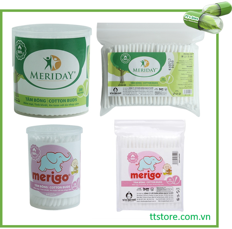 Tăm bông Meriday - Merigo - Bông Bạch Tuyết
