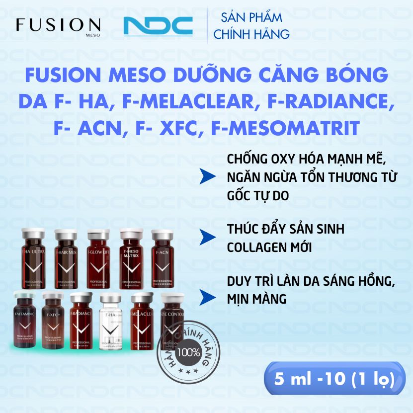 Fusion meso dưỡng căng bóng da f- ha, f-melaclear, f-radiance, f- acn, f- xfc, f-mesomatrit ndc shop