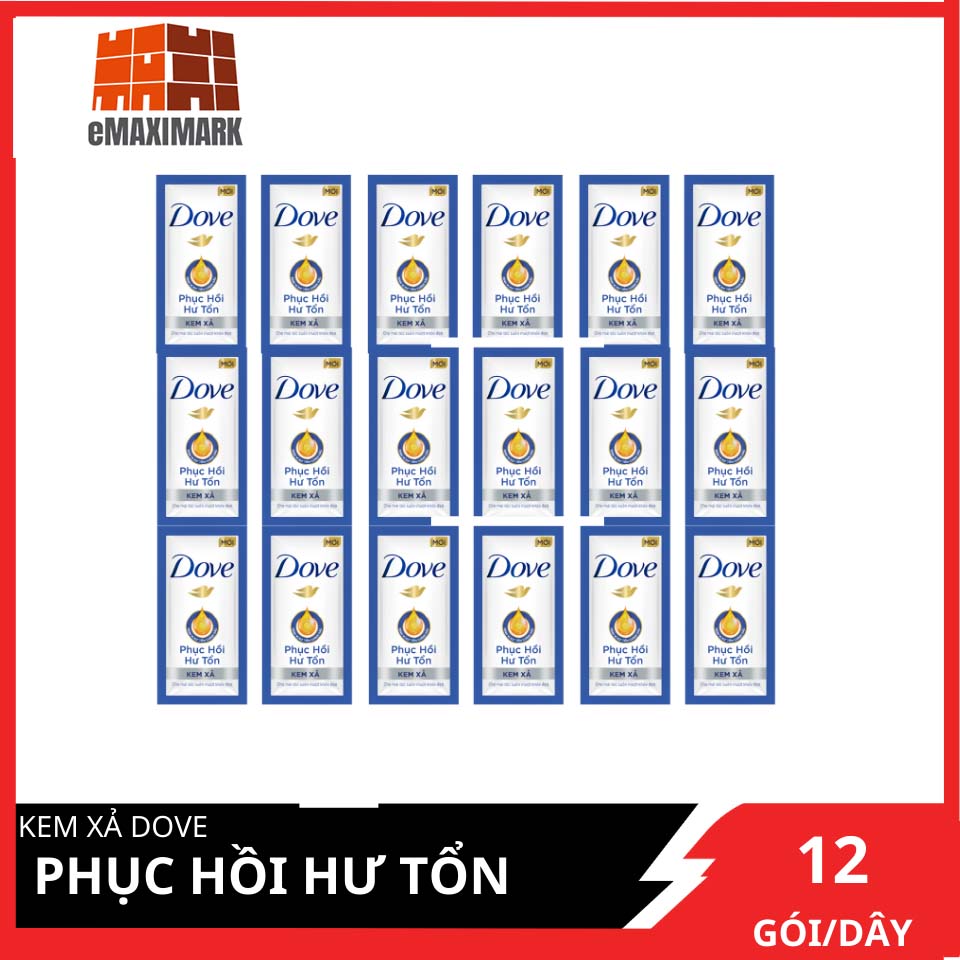 [HCM ship 2h] Dầu xả Dove Phục hồi Hư tổn Dây 12 gói