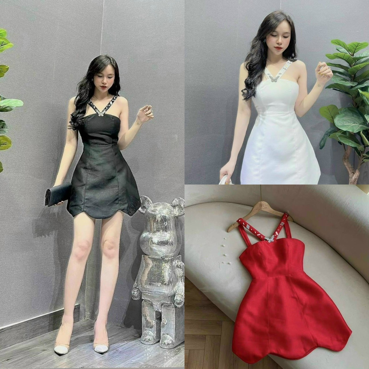 Đầm váy nữ dáng xòe 2 dây nhiều màu tôn dáng cực xinh tôn dáng