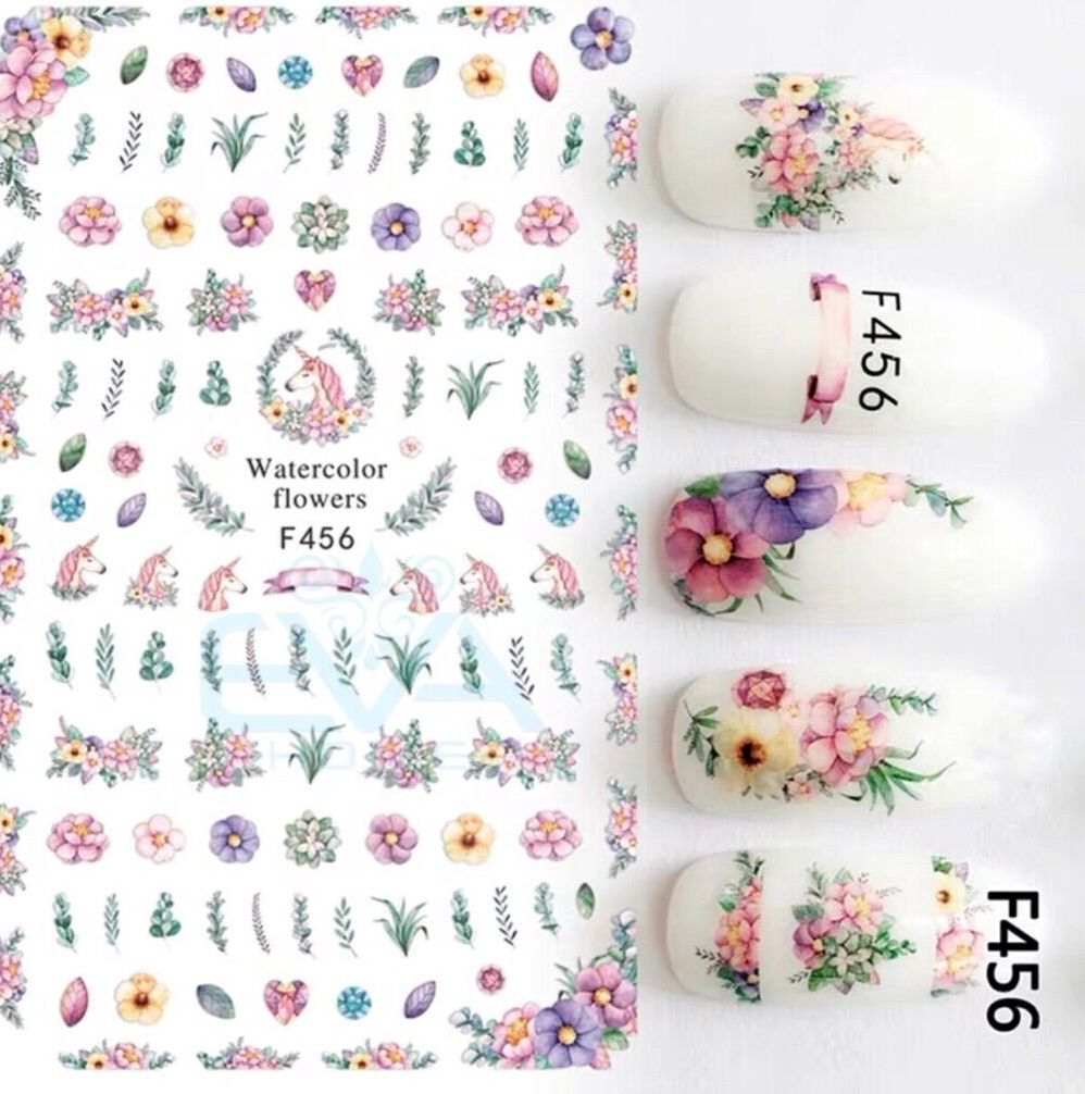 [HCM]Miếng Dán Móng Tay 3D Nail Sticker Tráng Trí Hoạ Tiết Ngựa Hồng Pony F456