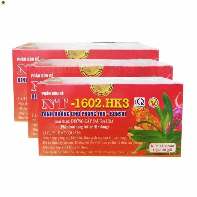 Phân bón chậm tan dạng túi lọc hộp 20 túi NT-1602 HK3 cho phong lan, bonsai giai đoạn cây sau ra hoa