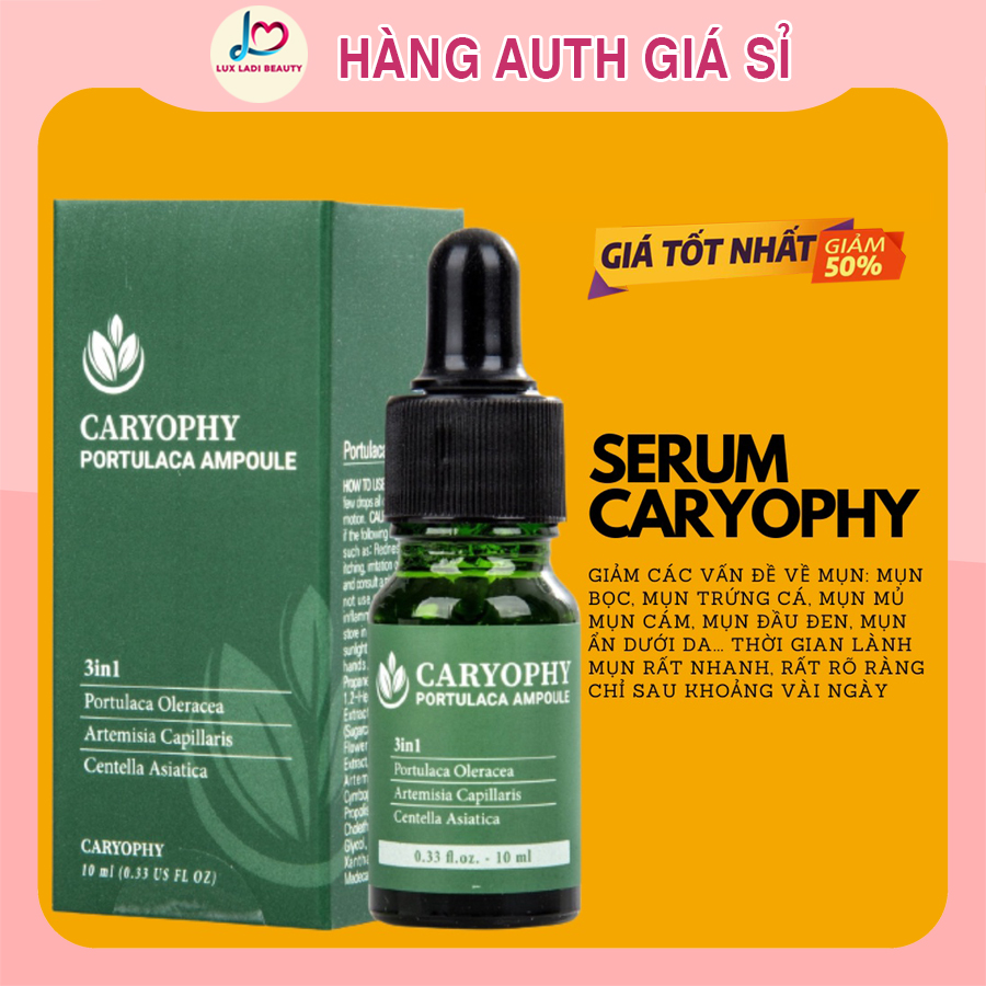 Tinh chất rau má giảm mụn mờ thâm Caryophy Portulaca Ampoule 10ml cấp ẩm, phục hồi da