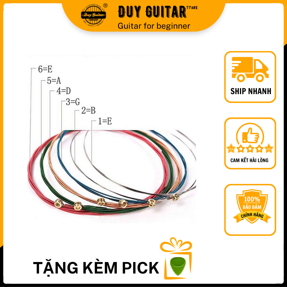 Bộ 6 dây đàn guitar Acoustic dây màu size 10 Duy Guitar Store phụ kiện guitar Sale rẻ dưới 49k