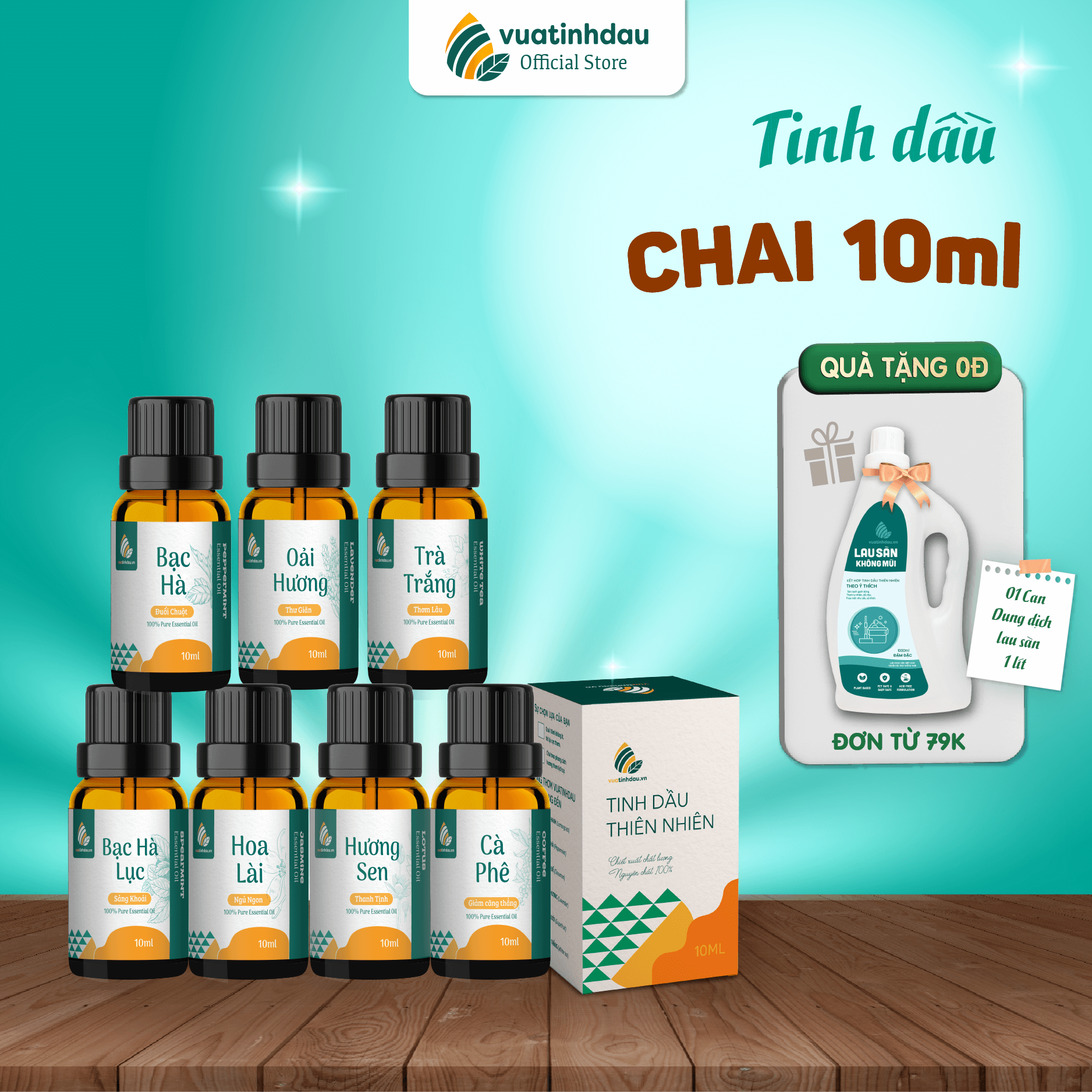 Tinh Dầu Thiên Nhiên VUATINHDAU Chai 10ml | Nhiều Hương Thơm Chọn Lựa | Tinh Dầu Nguyên Chất Hoàn Toàn