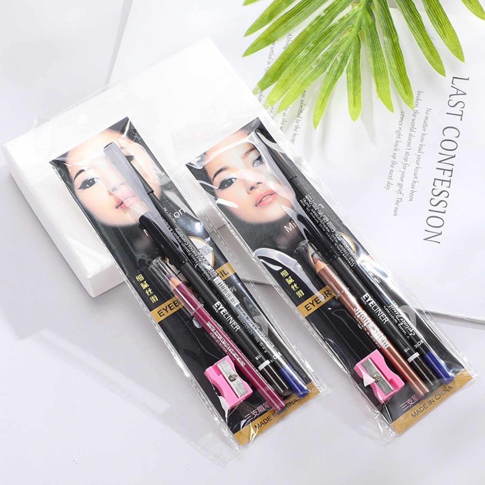 Bộ 3 Bút kẻ lông mày, mắt môi siêu xịn 3D chống nước 24h tặng kèm gọt bút chì