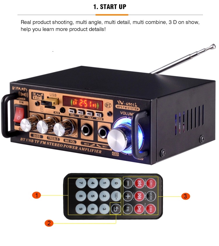 [HCM][SALE LỚN] Ampli xe hơi - Ampli YW-6901-Ampli mini Cao Cấp kết nối  Bluetoothusd thẻ nhớ.âm thanh trầm ấm chống húchống rècông suất lớnlà Amply Mini Karaoke Gia Đình Chuyên Nghiệp.BẢO HÀNH 12T