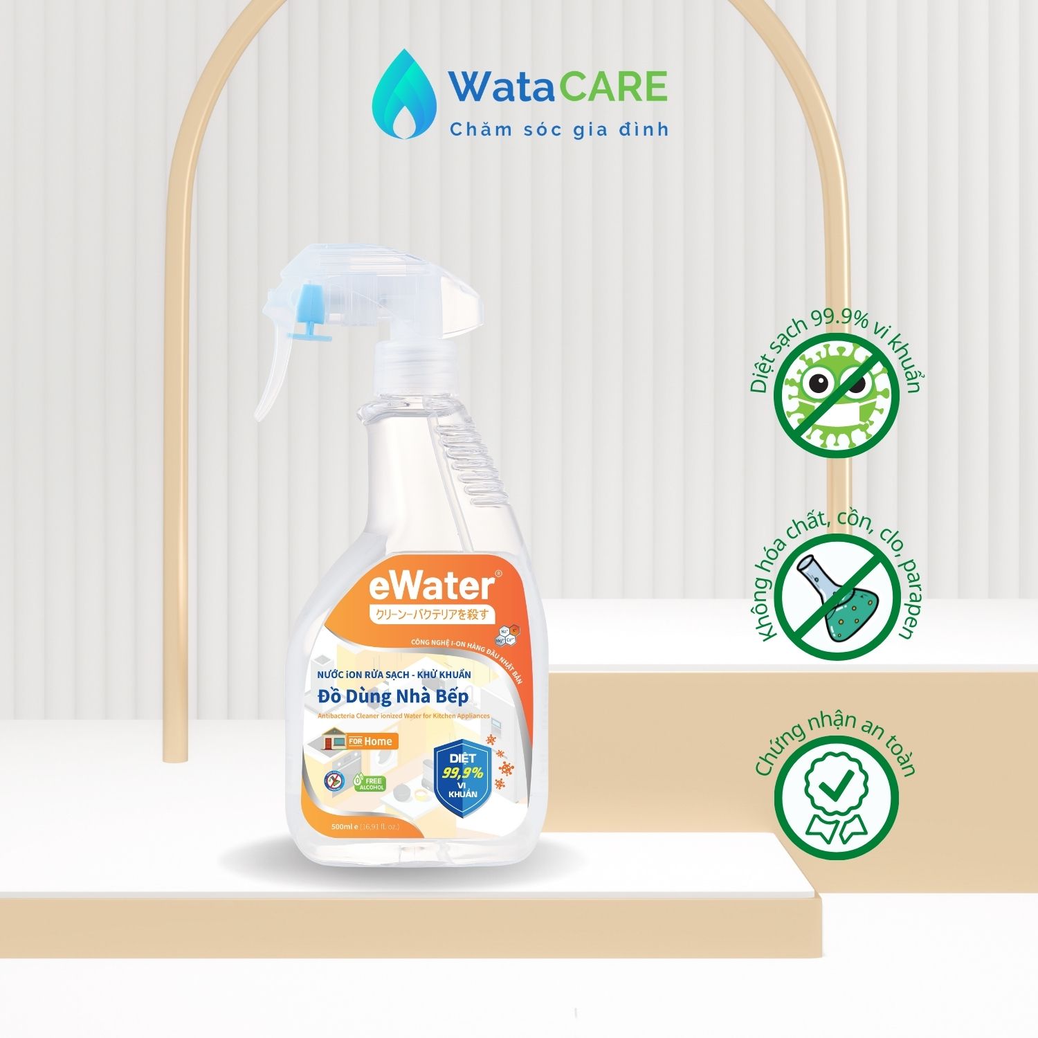 Tẩy dầu mỡ bếp và vệ sinh đồ dùng nhà bếp eWater - Nước lau bếp khử khuẩn, khử mùi, tẩy sạch bếp từ, bếp điện, lò vi sóng